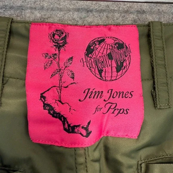 PRPS Jim Jones Nylon‎ Cargo Pants Mens 32 Mesh Lined Army Green Rare NEW - Picture 12 of 16